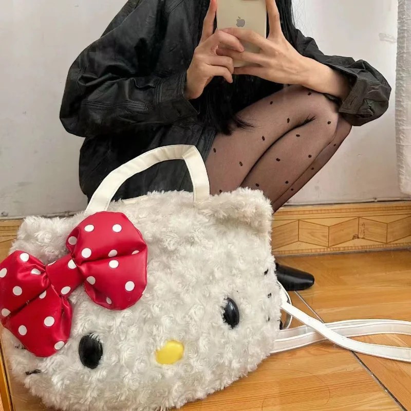 

Сумка-тоут Sanrio с мультяшным принтом Hello Kitty, милая и легкая Повседневная вместительная сумочка на одно плечо