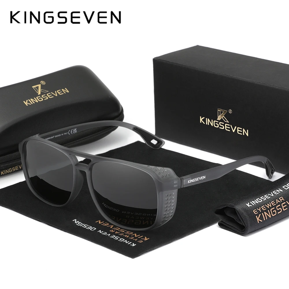 KINGSEVEN Fashion Rectangle Matte Frame Sunglasses UV400 Polarized Women Men Glasses Trendy TR90 Causal Driving Outdoor Eyewear