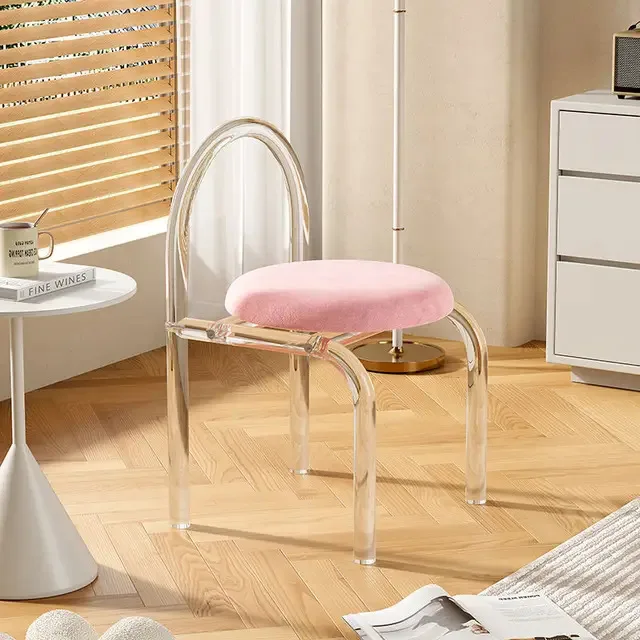 Nordic Net Celebrity Makeup Dressing Table Stool Transparent Acrylic Casual Simple Modern Light Dining Chair