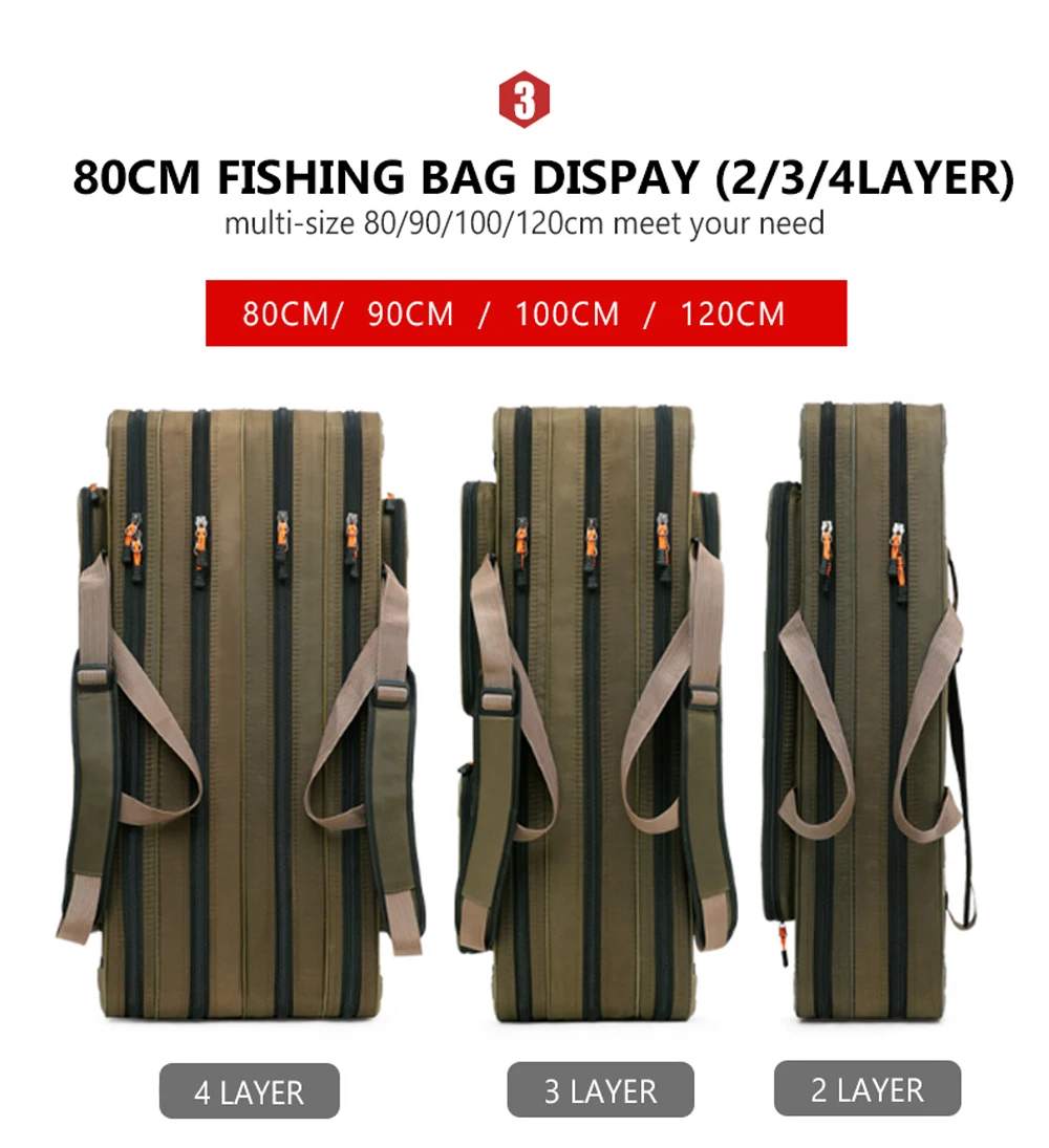 Robuste Angelruten-Tasche aus Hartstahl, verstellbar, 2-, 3- oder 4-lagig, Oxford-Ausrüstungskoffer mit Rollen- und Schnurträger für Reisen und Outdoor-Organisation – Detail 8