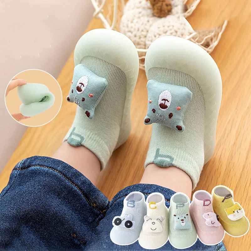 Spring Autumn Baby Shoes Boys Girls First Walking Shoes Cartoon Non Slip Toddler Infant Floor Sock Sneakers With Soft Sole