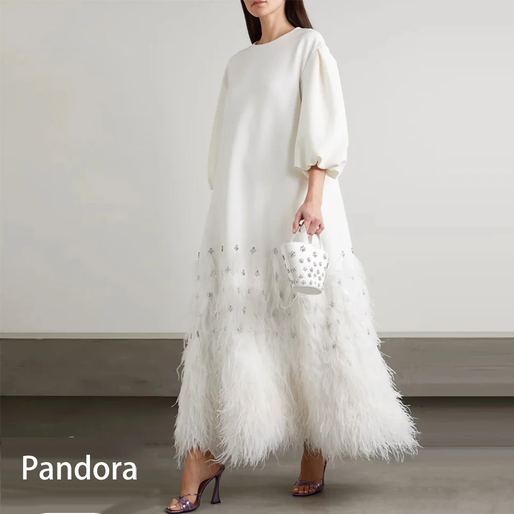 Pandora Exquisite A-line O-neck formal evening dress half ankle-length Arabian women\'s ball dress wedding banquet formal dress