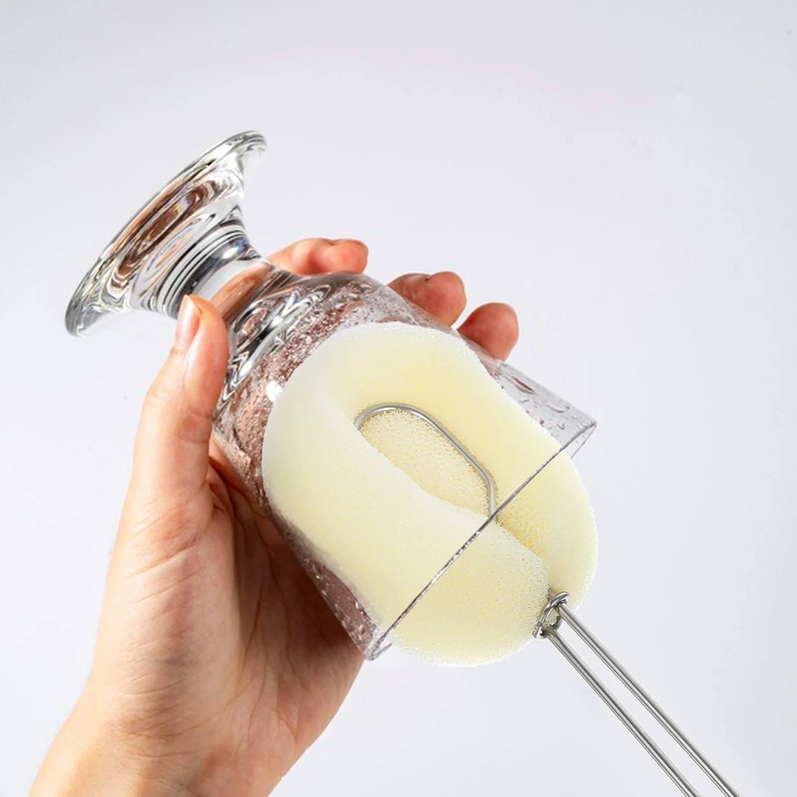 

Soft Sponge Bottle Cleaning Brush Long Handle Cup Scrubber Durable Stainless Steel Sturdy Household Reusable Multi-Function