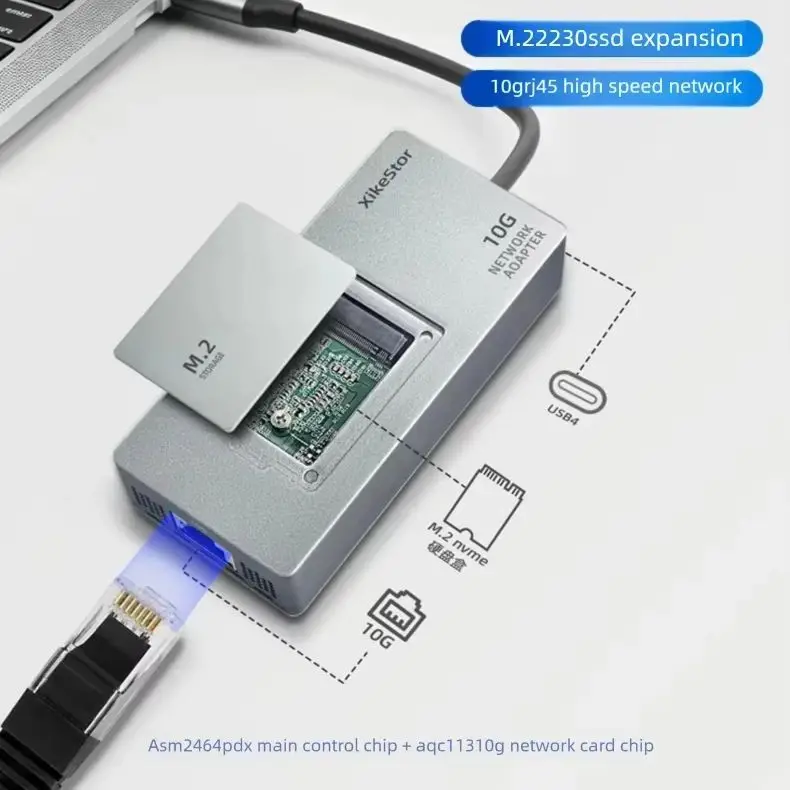 XikeStor 10G network card, supports USB4.0, Thunderbolt 3/ 4 interface, SKN-U410 upgrade +M.2