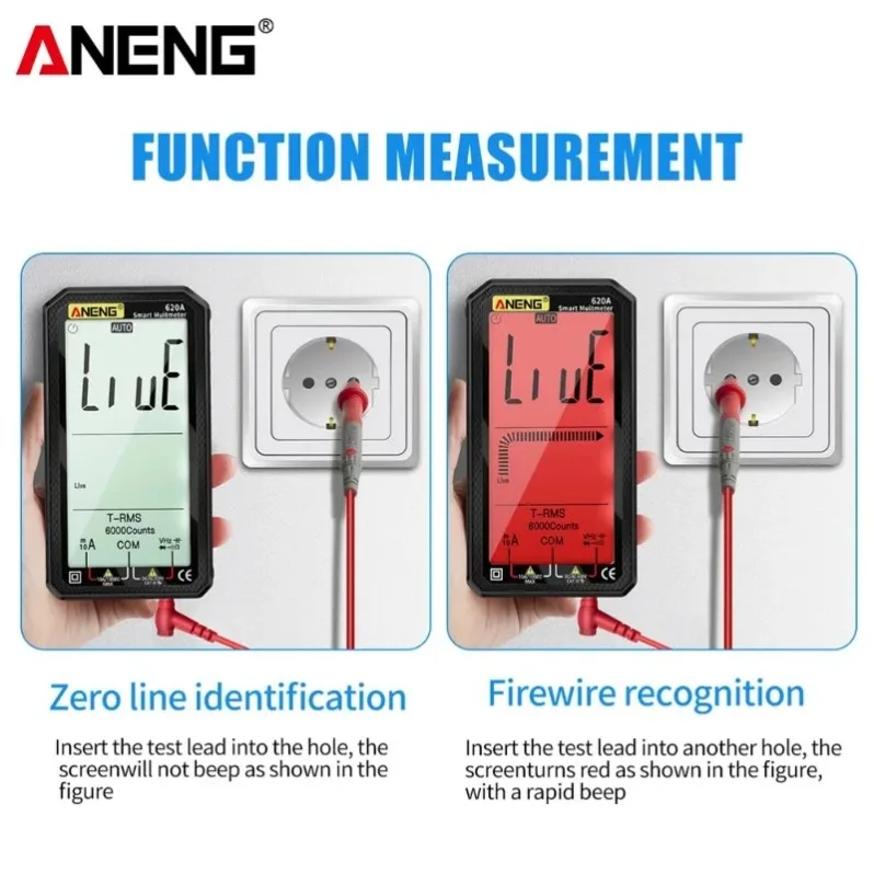 

ANENG 620A 6000 Counts Digital Smart Multimeter Transistor Testers True RMS Auto Electrical Capacitance Meter Temp Resistance