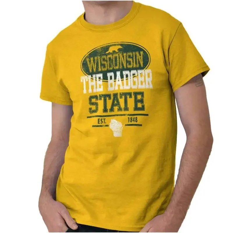Wisconsin Badger State Souvenir Gift WI Womens or Mens Crewneck T Shirt Tee
