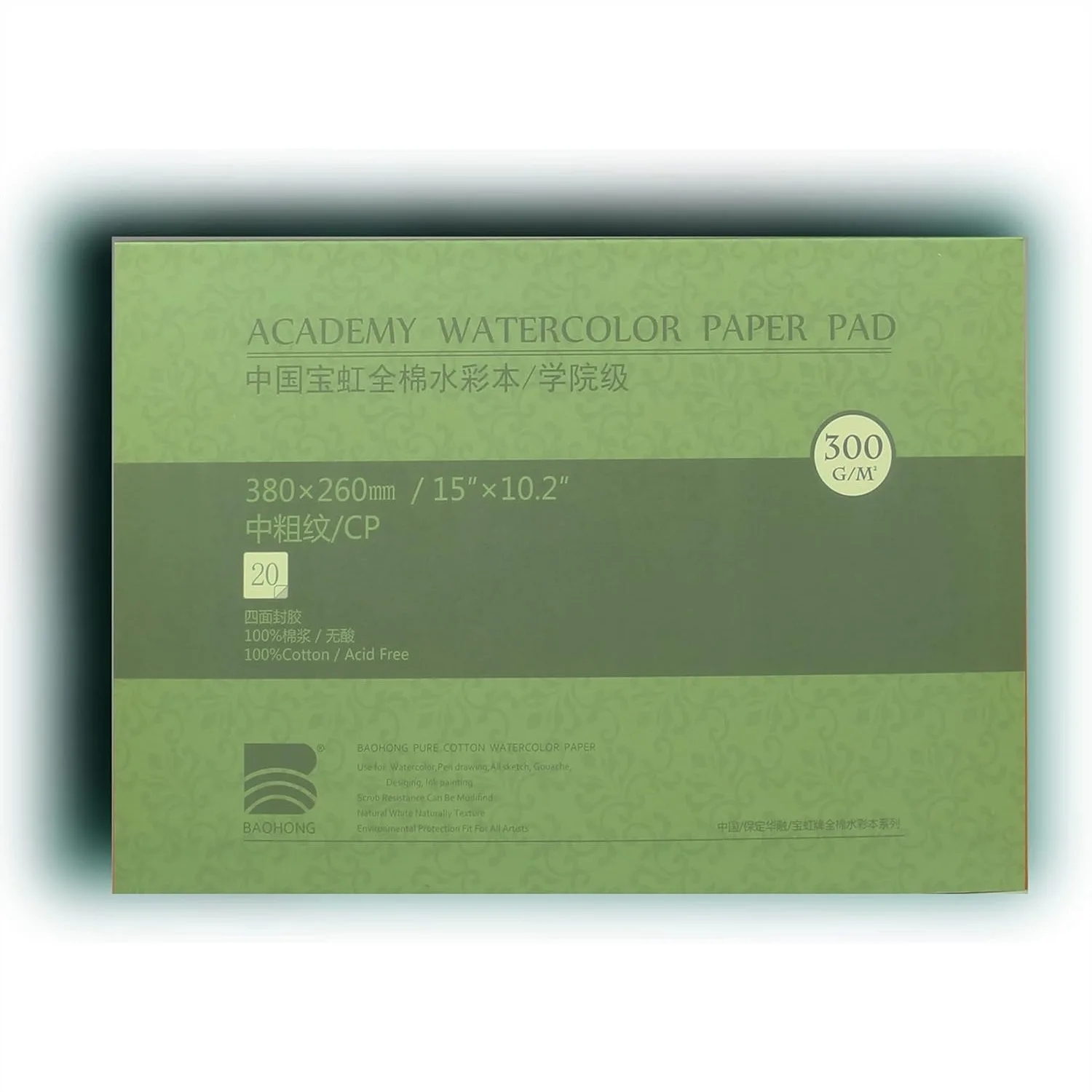 

Watercolor Block, 100% Cotton, Acid-Free, 140LB/300GSM Cold Press Textured, 20 Sheets, 15x10.2 Inch