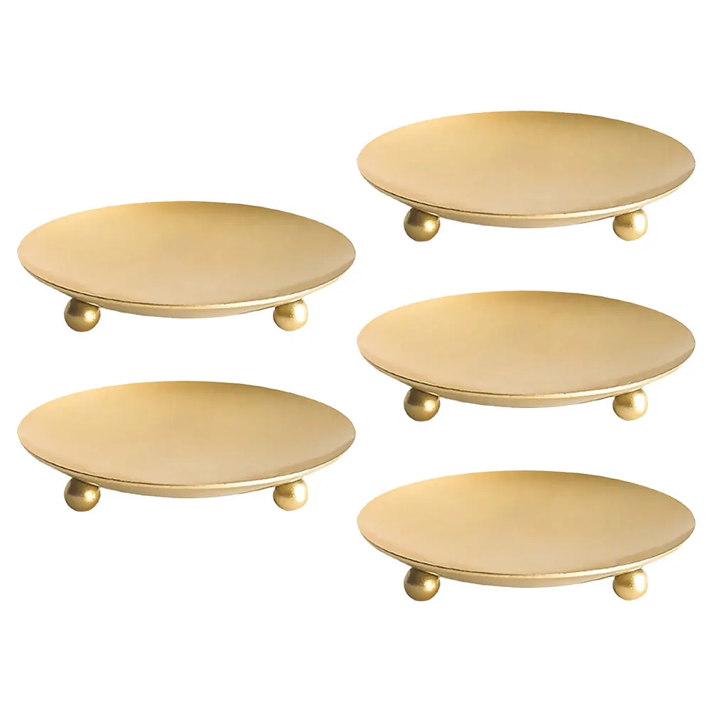 

5Pcs Iron Art Candleholders Decorative Iron Plate Stands for Home Wedding Party Dining Room Rustic Tabletop Decor