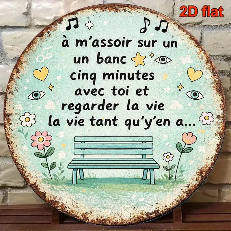 2D Flat - 1pc 8*8In/20X20Cm 2D Flat Round Sign, Retro Plaque about 