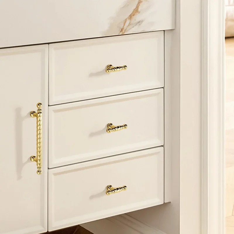 yesZinc Diamond Cutting Cabinet Handles Gold Wardrobe Pulls Black/Silver Drawer T Bars Textured Furniture Bar Handle