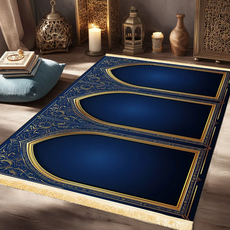 VIKAMALuxury Islamic Prayer Mat with Tassels, Foldable, Suitable for Home or Large Gatherings and Groups, Muslim Prayer Mat