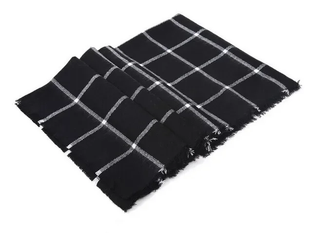 1PC 2023 195CM * 75CM New Lady Women Blanket Black White Plaid Cozy Checked Tartan Scarf Wraps Shawl