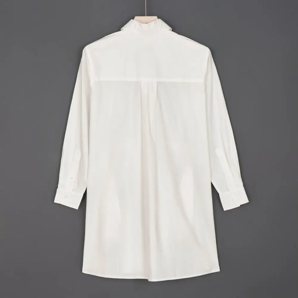 Classic Women Shirt Dress Cotton Long Sleeve Turn Down Collar Belted Waist Midi Dresses Casual Chic Office