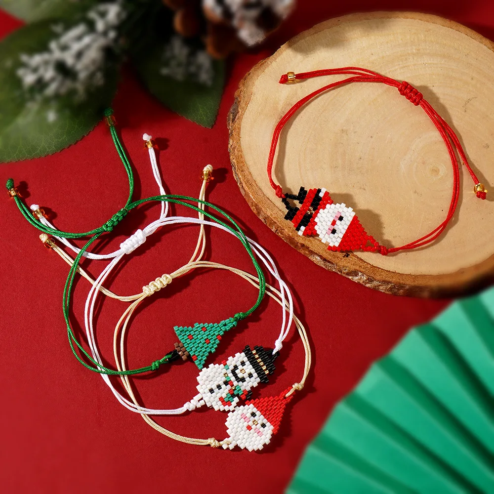 ZGMXR  Rice bead bracelet Creativity Christmas Hand weaving Santa Claus Bohemia Adjustable Female Fashion Beaded bracelet set
