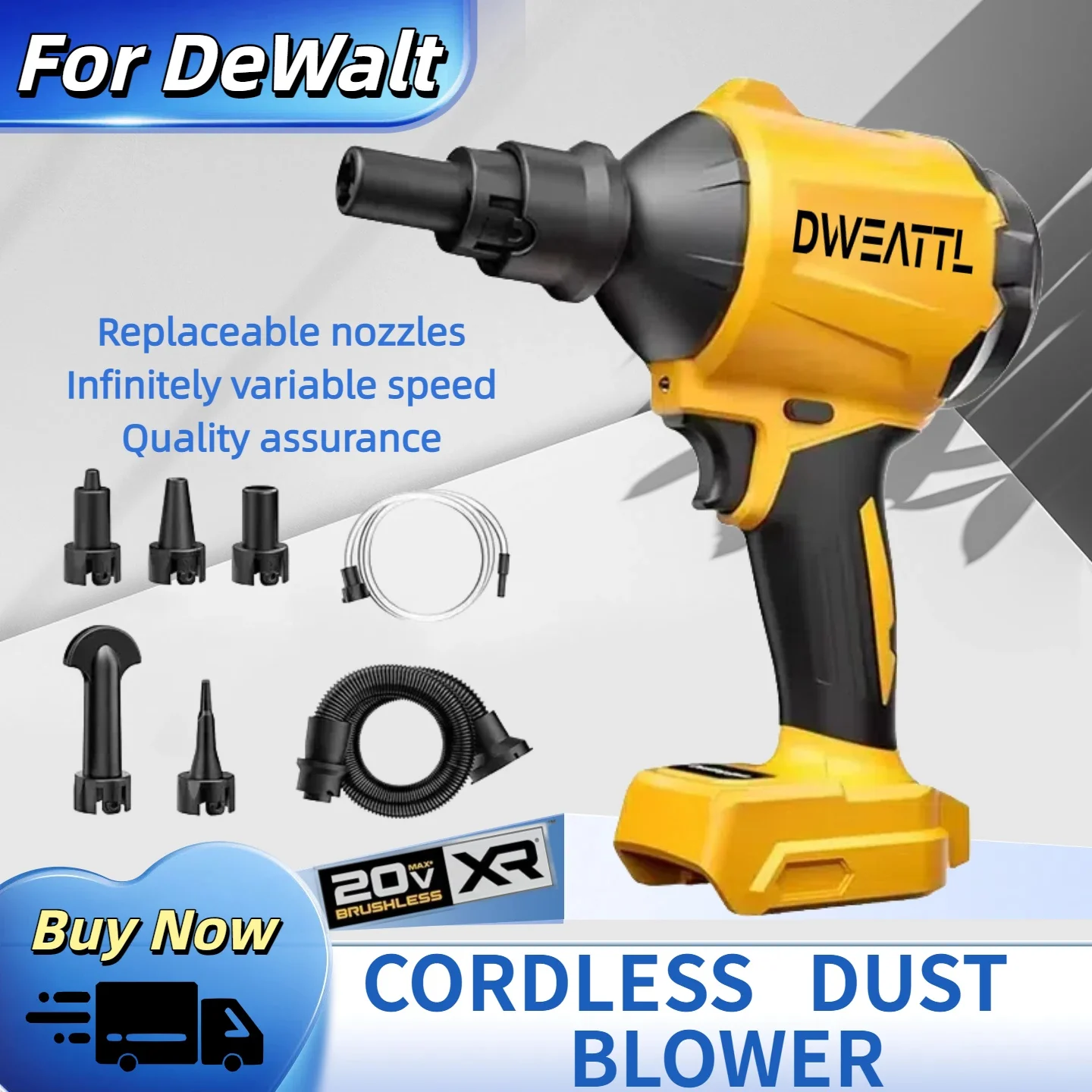 

For Dewalt 20V Brushless Electric Dust Air Blower Cordless Air Dust Removal Gun With Nozzle Multifunction Dust Inflator Tools