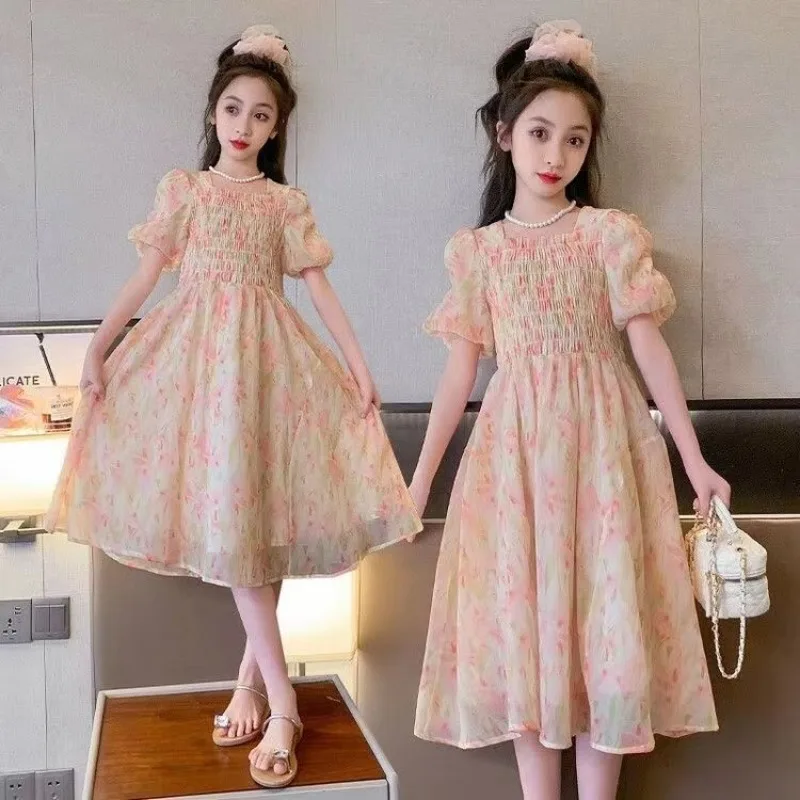 

Kids Summer Dress Floral Pattern Girl Party Dress Chinese Style Kids Dress Summer Clothes Girl 6 8 10 12 14 Years Old