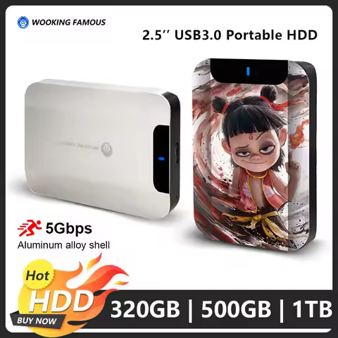 CoolFish Portable HDD 2.5'' External Hard Drive Disk 320GB 500GB 1TB USB3.0 Storage Compatible for PC/Mac/PS4/PS5 External HD