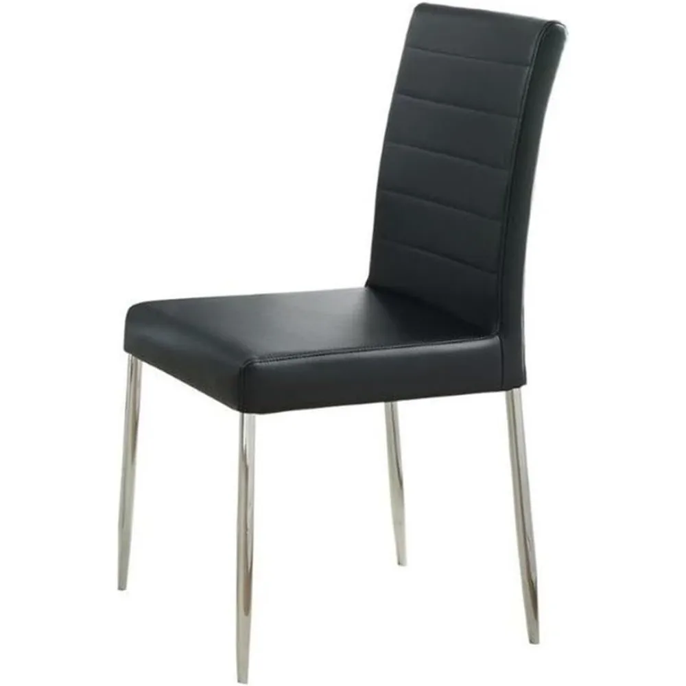 Conjunto de cadeiras sem braços estofadas em metal contemporâneo com encosto capitoné de canal, estilo moderno, perfeito para sala de estar ou área de jantar