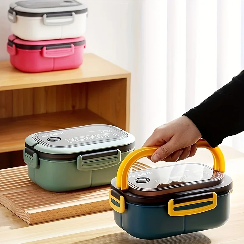 1pc thickeneded PP plastic material divided double-layer lunch box lunch box can be heated in a microwave oven