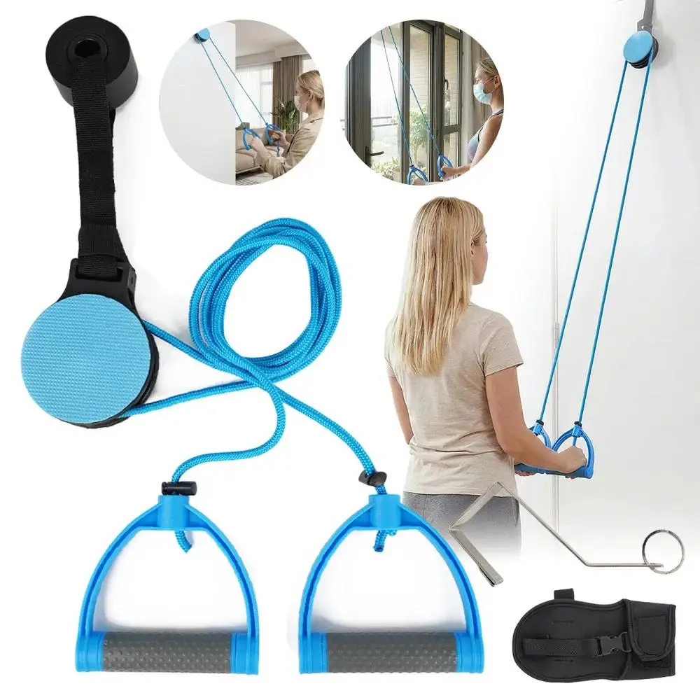 Home Shoulder Pulley Trainer, Door‑Mounted Exercise System with Stainless Steel Pulleys, Foam Handles, Adjustable Length Rope