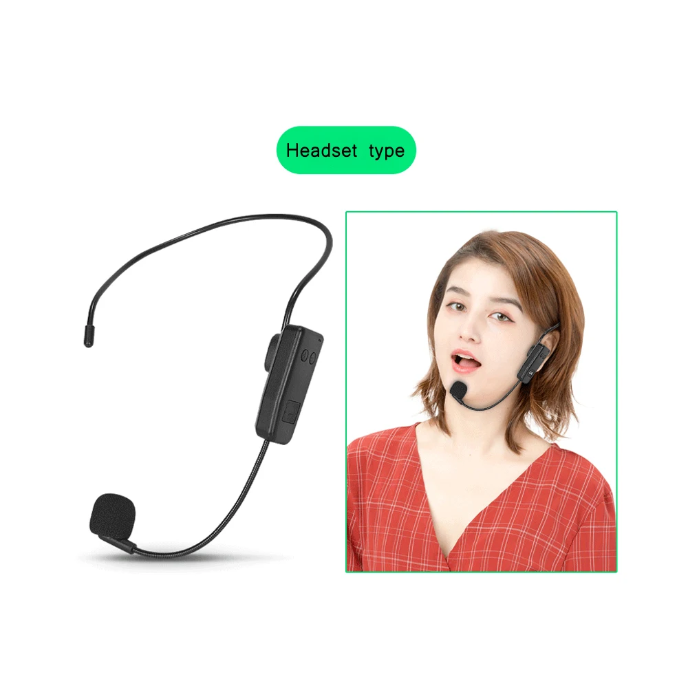 2.4G Head-mounted Wireless Lavalier Microphone Set Transmitter with Receiver for Amplifier Voice Speaker Teaching Tour Guide