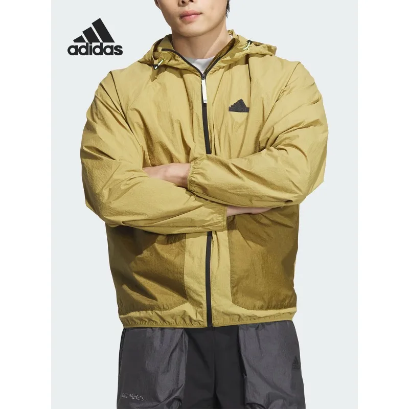 Adidas Woven Reflective Logo Hood Wind Jacket Spring Night Jogging Safe Light Wind OutercoatJI8659 1PCS