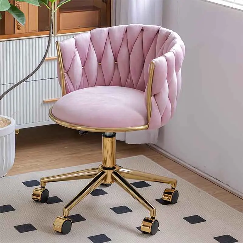 Nordic Furniture Luxury Makeup Chair Bedroom Dressing Stool Roller Leisure Seat Rotating Living Room Chairs Leisure Office Chair