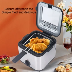 110V/220V Electric Deep Fryer Temperature Adjustable  Stainless Steel Electric Oil Fryer Lid 2.5L 1000W  for Onion Ring