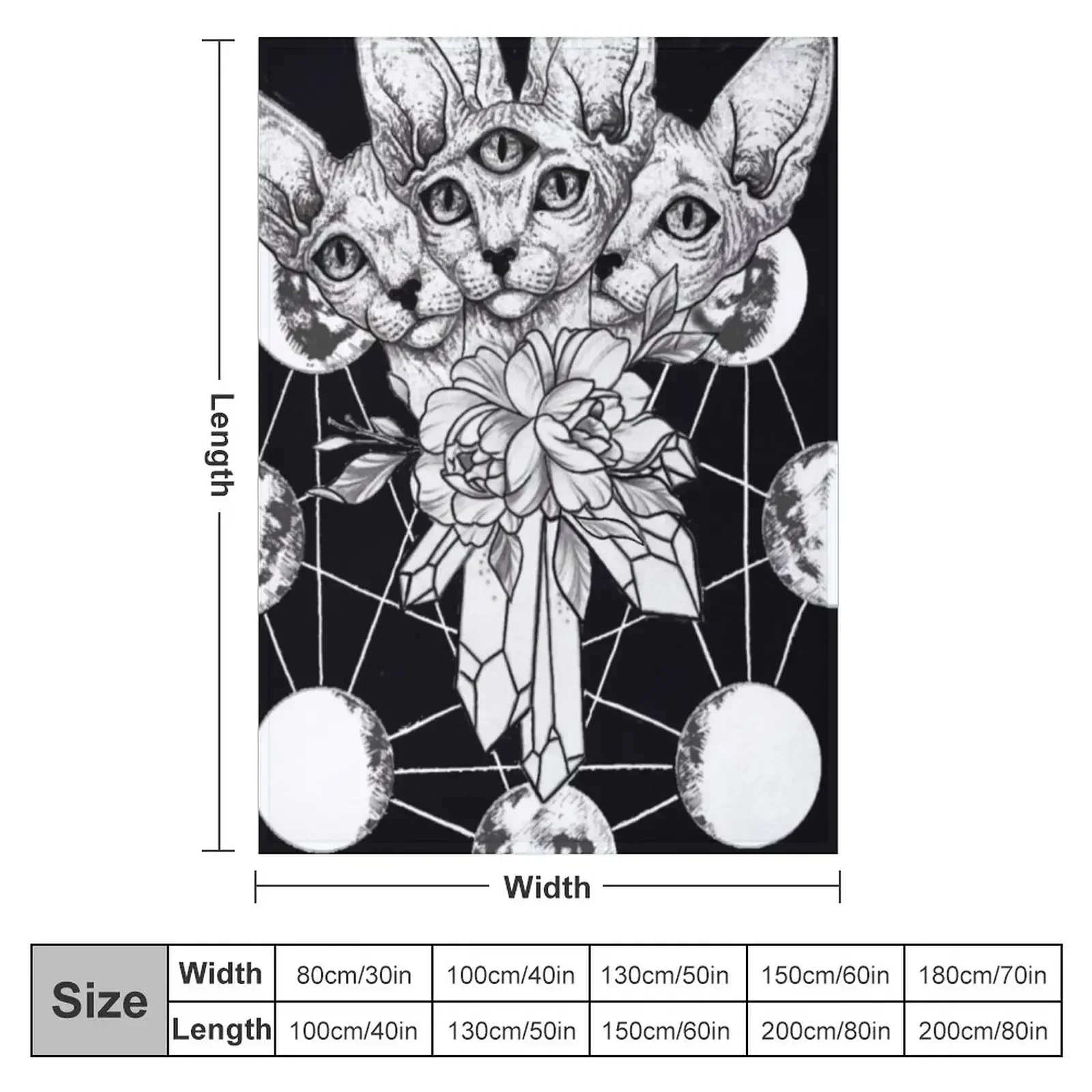 Three Headed Crystal Cat Throw Blanket couch cozy soft plush fuzzy picnic outdoor blanket