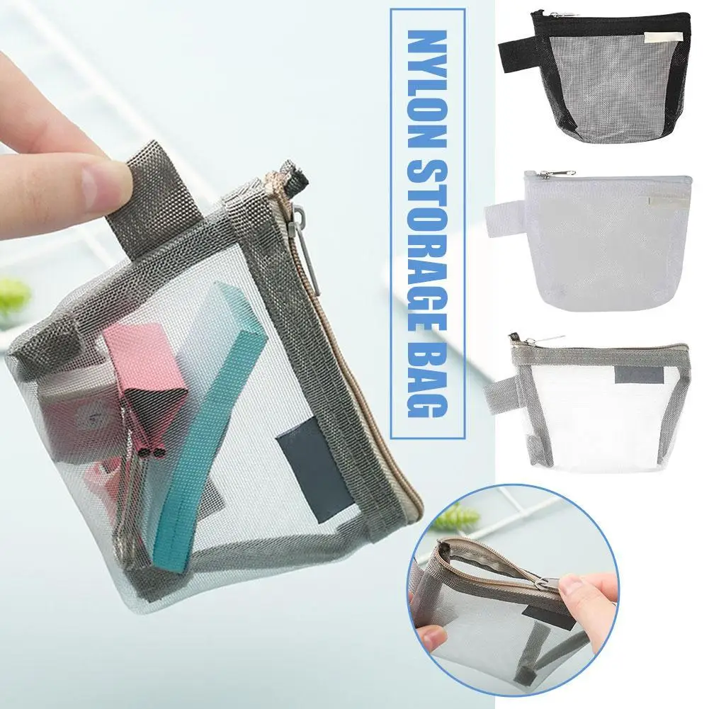 Small Nylon Three-dimensional Triangular Mesh Coin Purse Key Lipstick Coin Bag ID Business Credit Card Holder Storage Bags