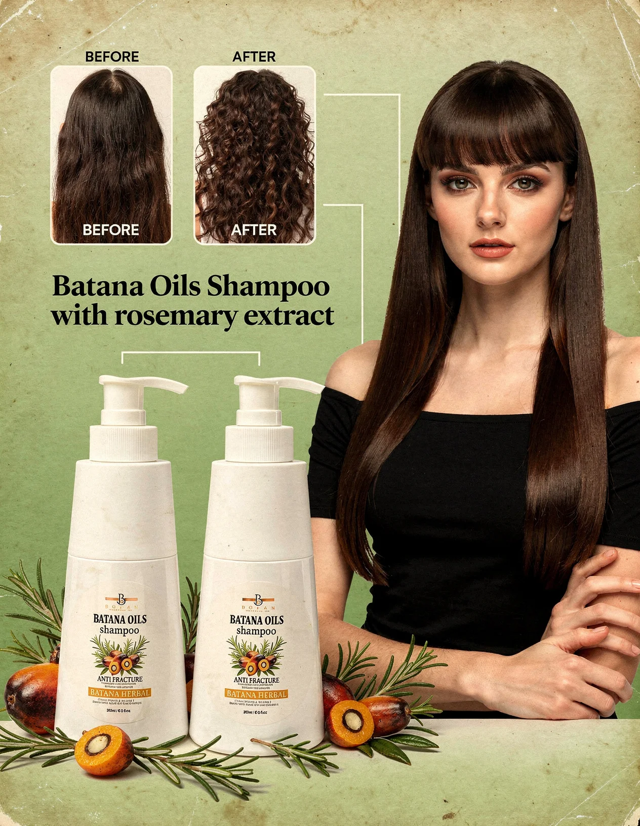 Batana Oil Shampoo Clean Anti Loss Restores Damaged Strands Hair Growth Anti Hair Break Repair Split Ends Hair Treatment Shiny