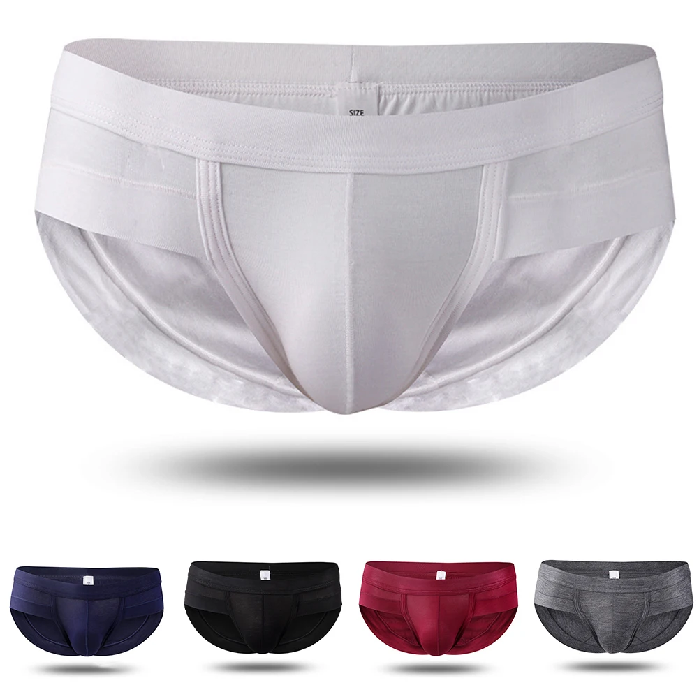 

Men Solid Low Waist U Convex Pouch Briefs Underwear Sporty Panties Underpants Stretch Comfortable Long Boxershorts Male
