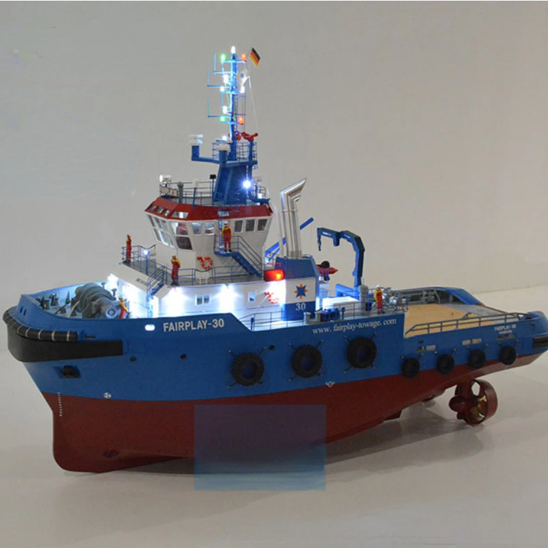 1/50 RC Port Ship Tug Model LED Light Sprinkler Glass Fiber Reinforced Plastic Hull Finished Ship Model