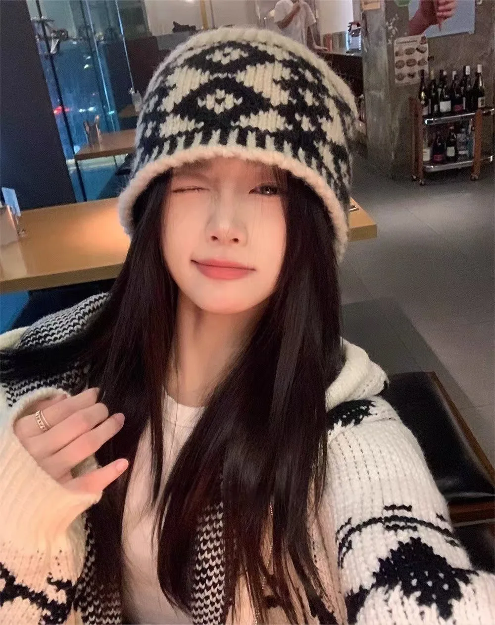 หมวกไหมพรมลายสก๊อตมีสไตล์สำหรับผู้หญิง - หมวกทรงหลวมกันหนาวสำหรับฤดูหนาวและฤดูใบไม้ร่วง