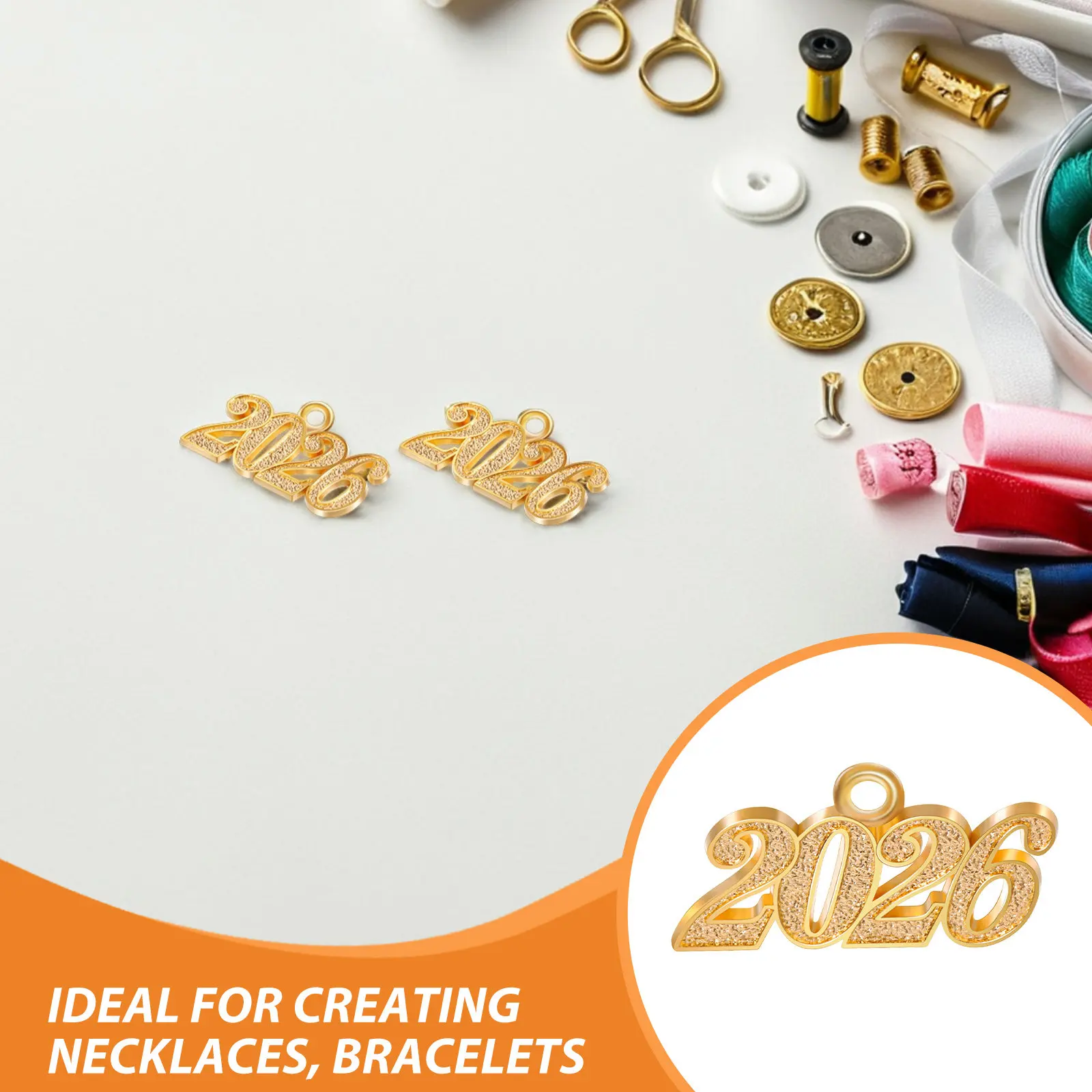 100Pcs 2026 Charms Alloy Year Number Pendants for Necklaces Bracelets Keychains DIY Graduation New Year Eve Christmas Ornament