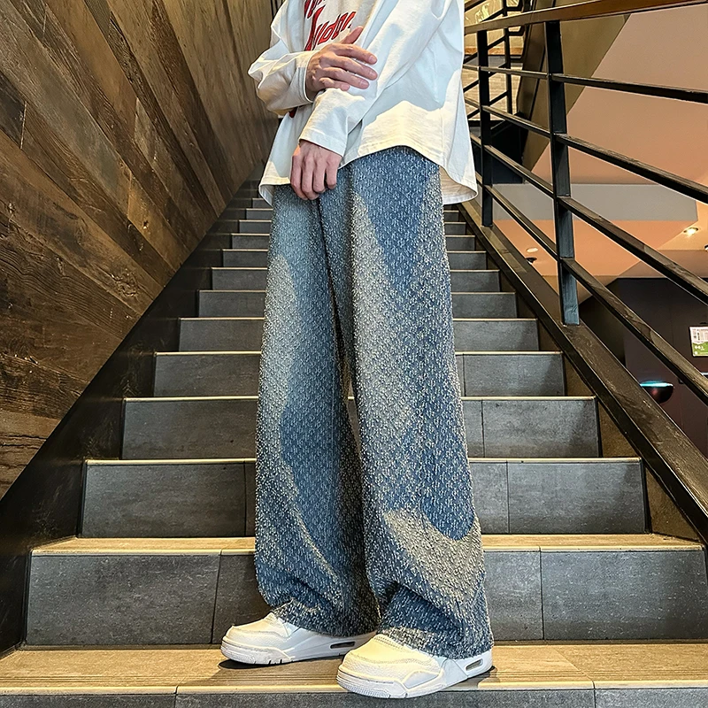 

Американские джинсы Slim Fit для мужчин, летние, тонкие, с вышивкой, свободные, прямые, повседневные брюки для подростков, из полиэфирного волокна