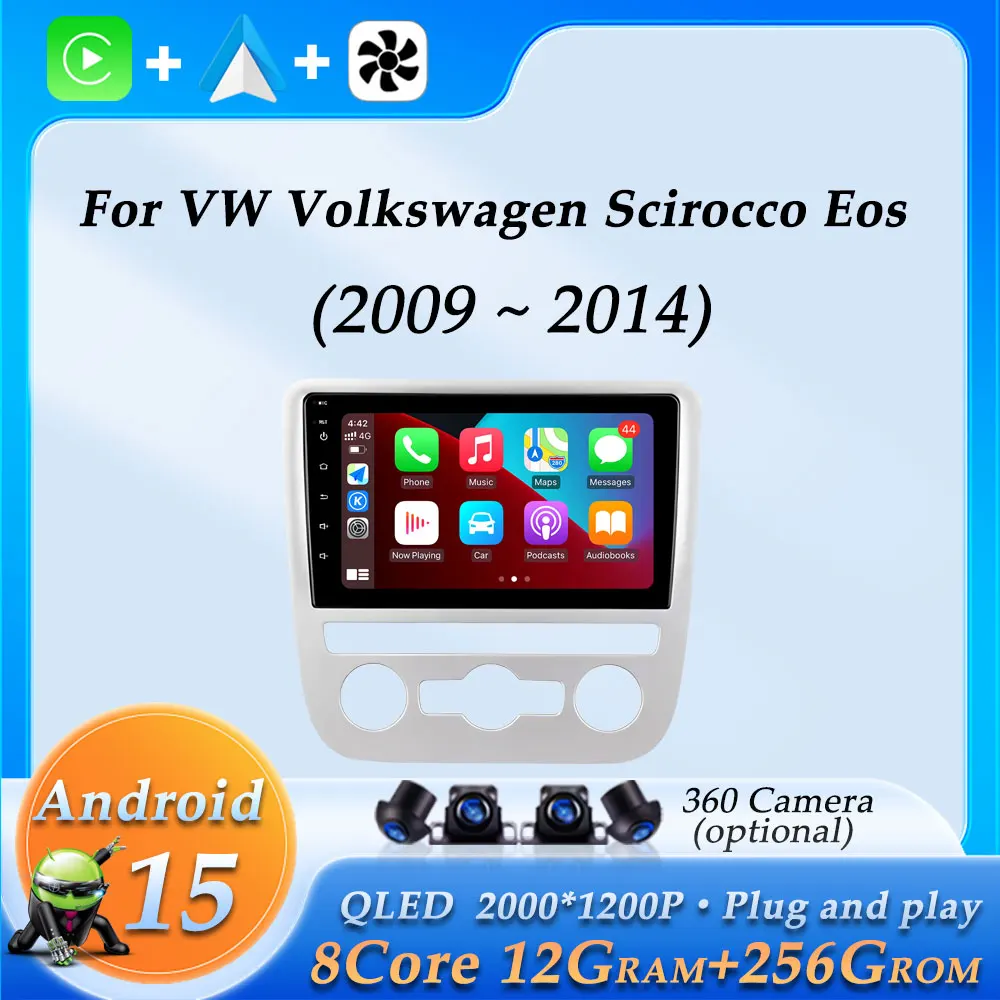 

Car Radio Video Audio Multimedia Player for VW Volkswagen Scirocco Eos 2009 - 2014 Wireless CarPlay Android Auto GPS Navi BT 4G