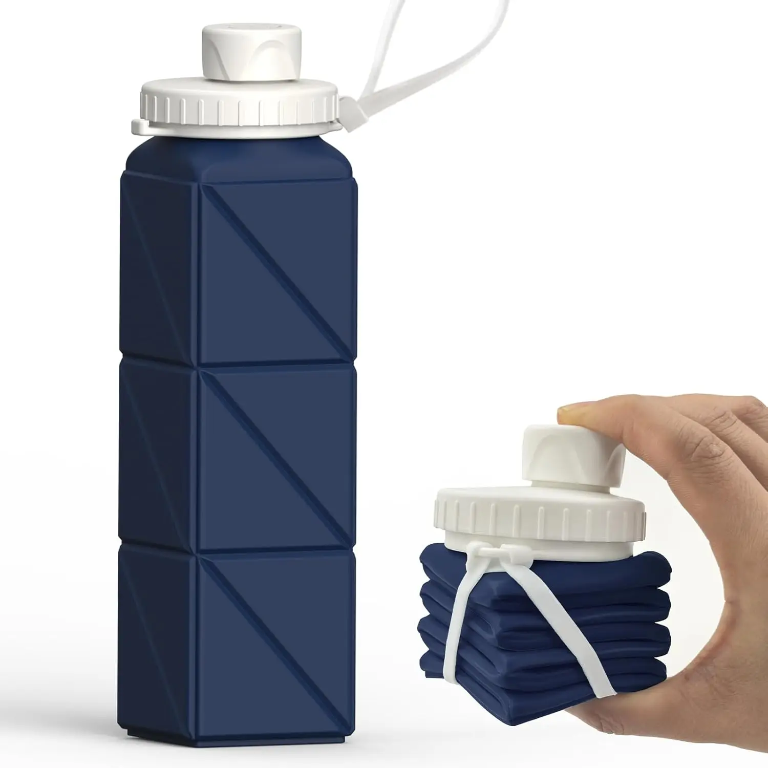 

20.6oz Collapsible Silicone Water Bottle, Foldable Portable Leakproof for Travel Camping Hiking Sports