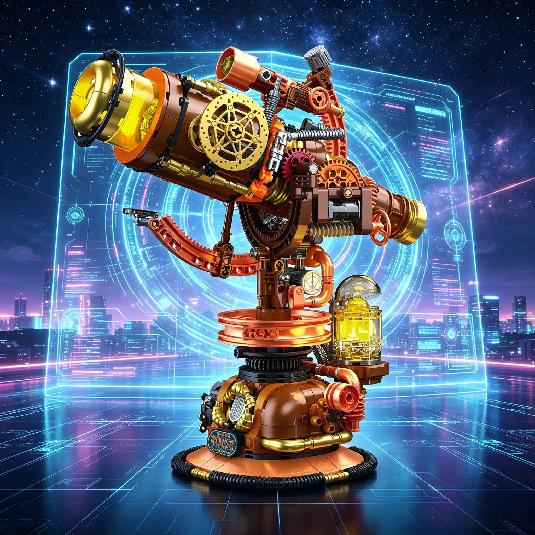 

797pcs Cyberpunk Telescope with Light Model Building Blocks Puzzle Assembly Model Kit Adults Gift Decoration Toys