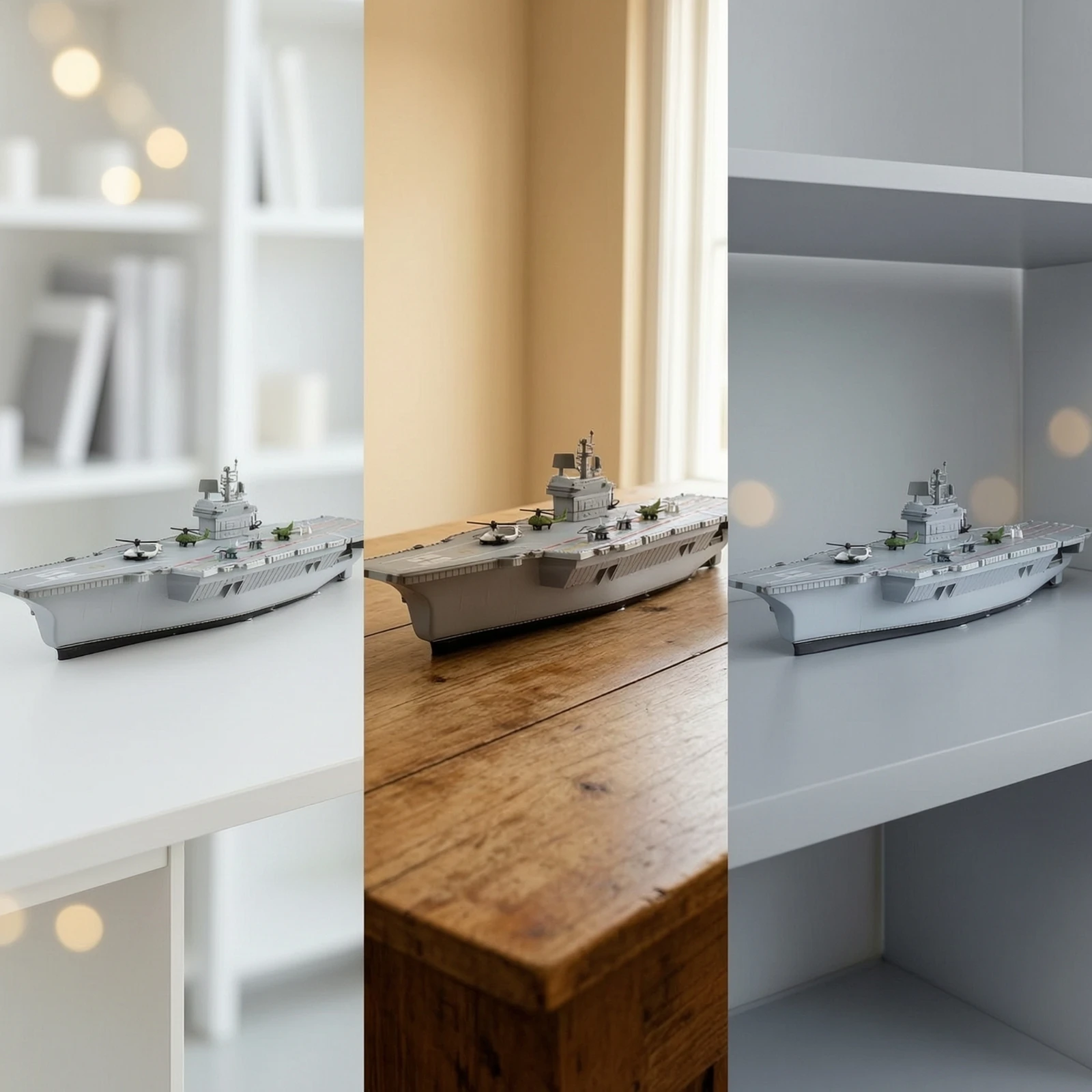 Aircraft Carrier Model Static Aircraft Carrier with Planes Desktop Realistic for Collectors, Display Shelf, Office Desk