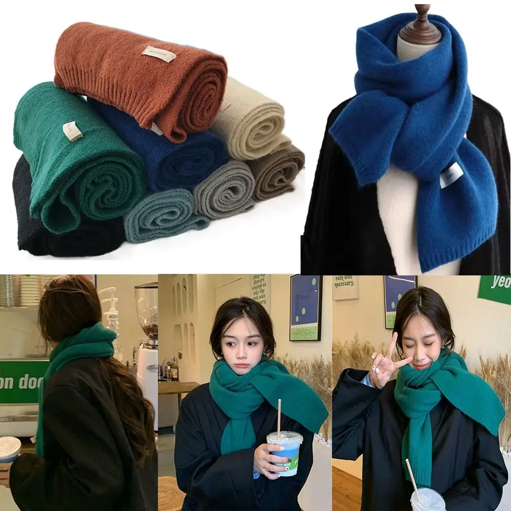 Solid Color Neck Warmer Knitting Wool Scarf Snap Fastener Thickening Windproof Warm Neck Cover Ski Motorcycle Scarf