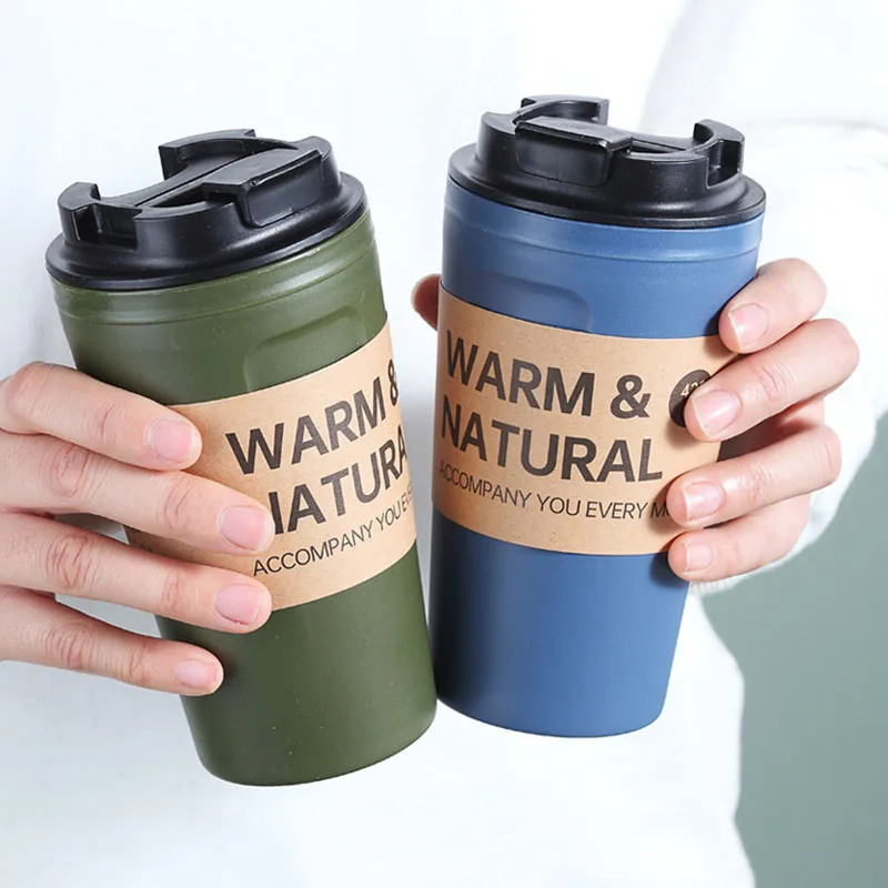 420ml Coffee Cup Milk Tea Simple Carry-on Cup Outdoor Leisure Sealed Leak-Proof Portable Camping Hiking Cup with Cover XMAS Gift