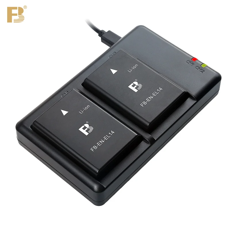 FB EN EL14 EL14a Camera Battery Dual Slot Charger for Nikon D5600 D5500 D5300 D5200 D5100 D3500 D3400 D3300 D3200 D3100 P7800