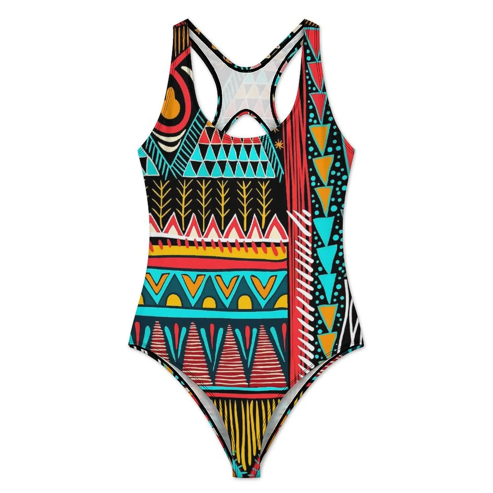 Vintage Ethnic Swimsuit Geometric Print Push Up Swimwear Holiday Swim Bathing Suits Bodysuit Graphic Beach Outfits Plus Size