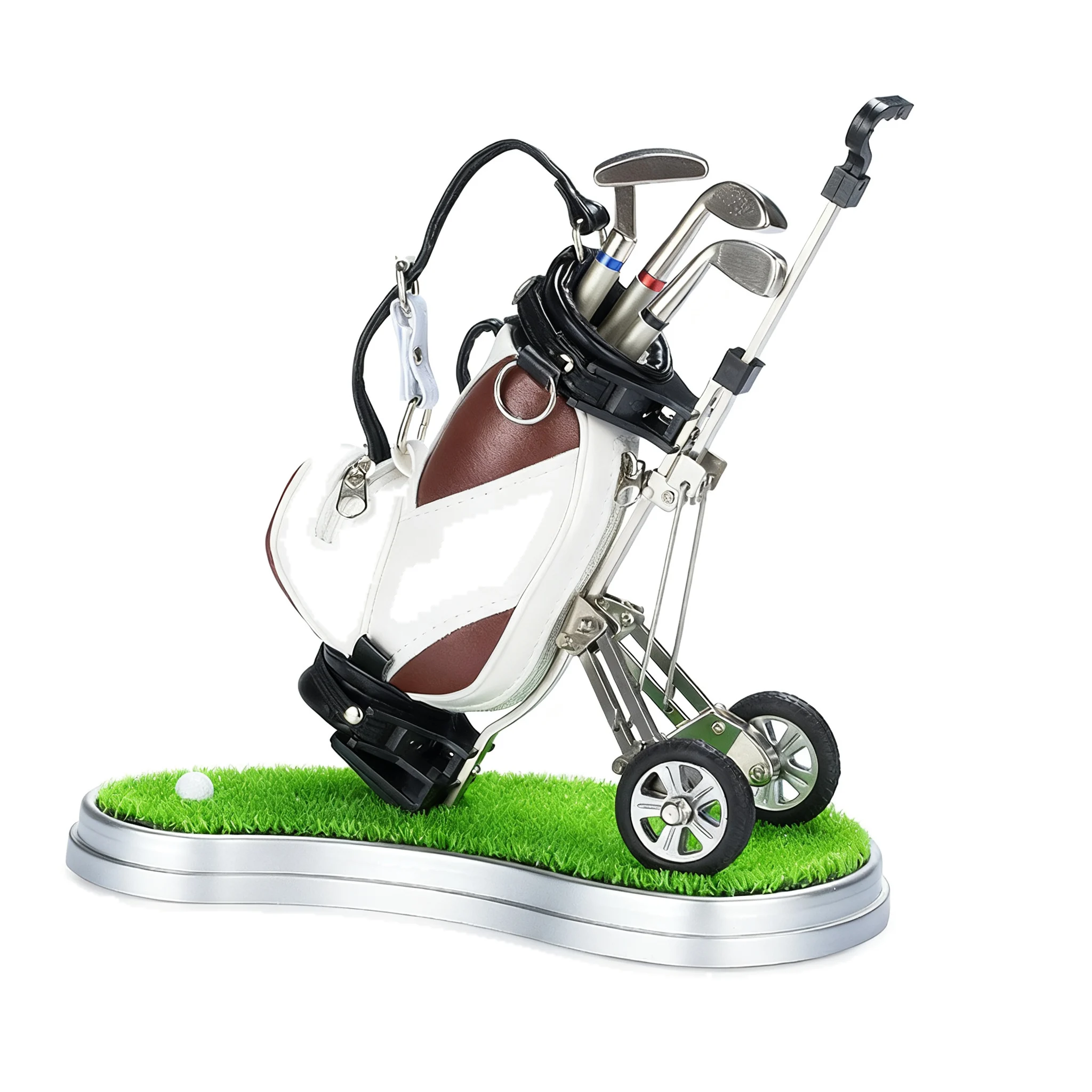 Golf Desk Accessory Durable Zinc Alloy Construction Pen Holder Compact Desktop Size Elegant Golf