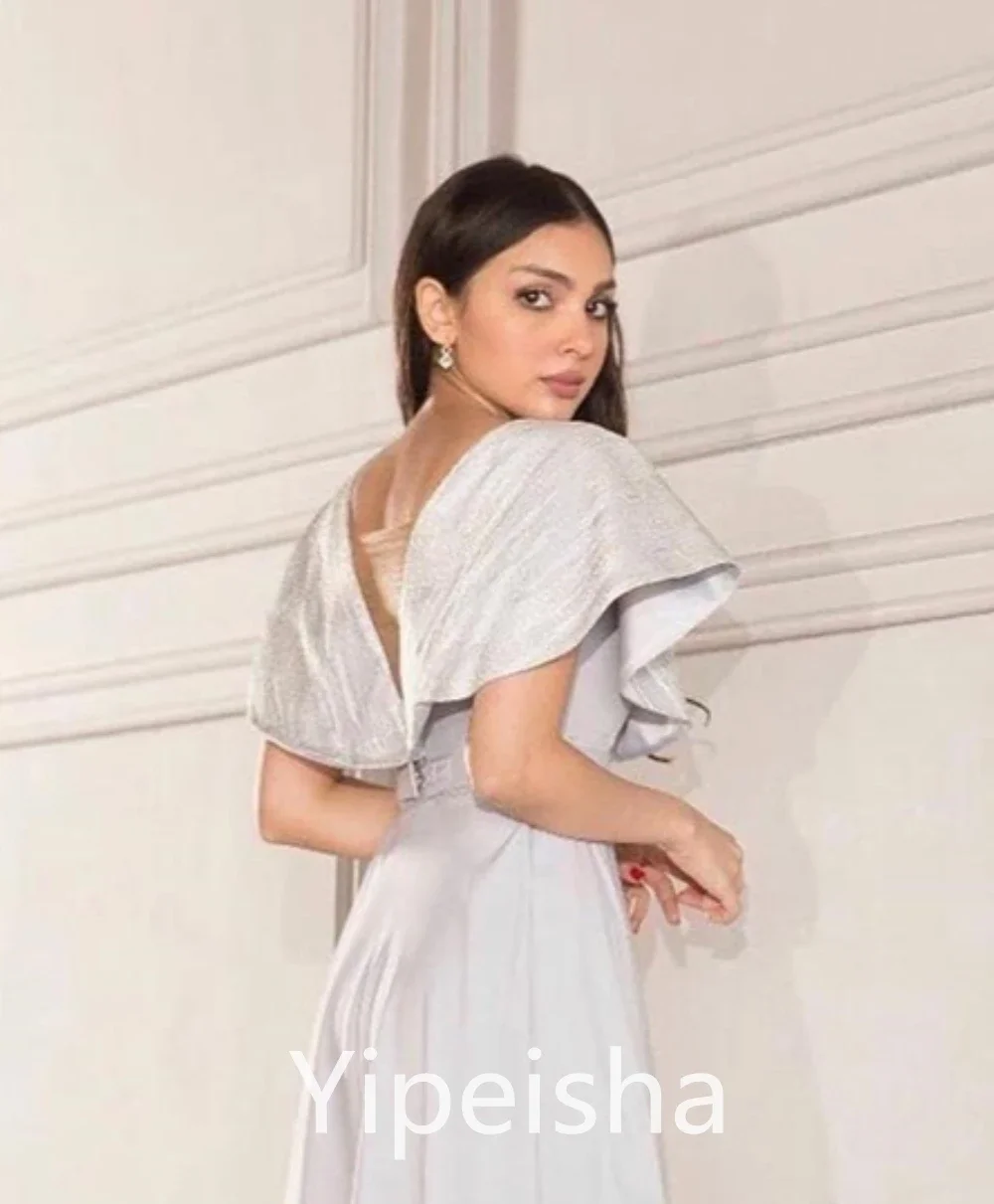 Yipeisha-Robe de Rhen satin à la mode exquise, robes élégantes à col en V, zone A-ligne, longueur Anke, robe personnalisée