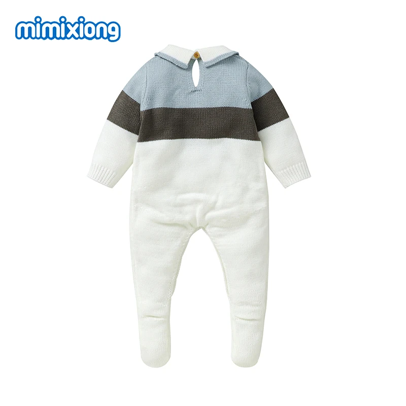 Baby Boys Rompers White Turtle Neck Long Sleeve Knitted Newborn Infantil Gentlemen Style Jumpsuits Autumn Winter Toddler Outfits