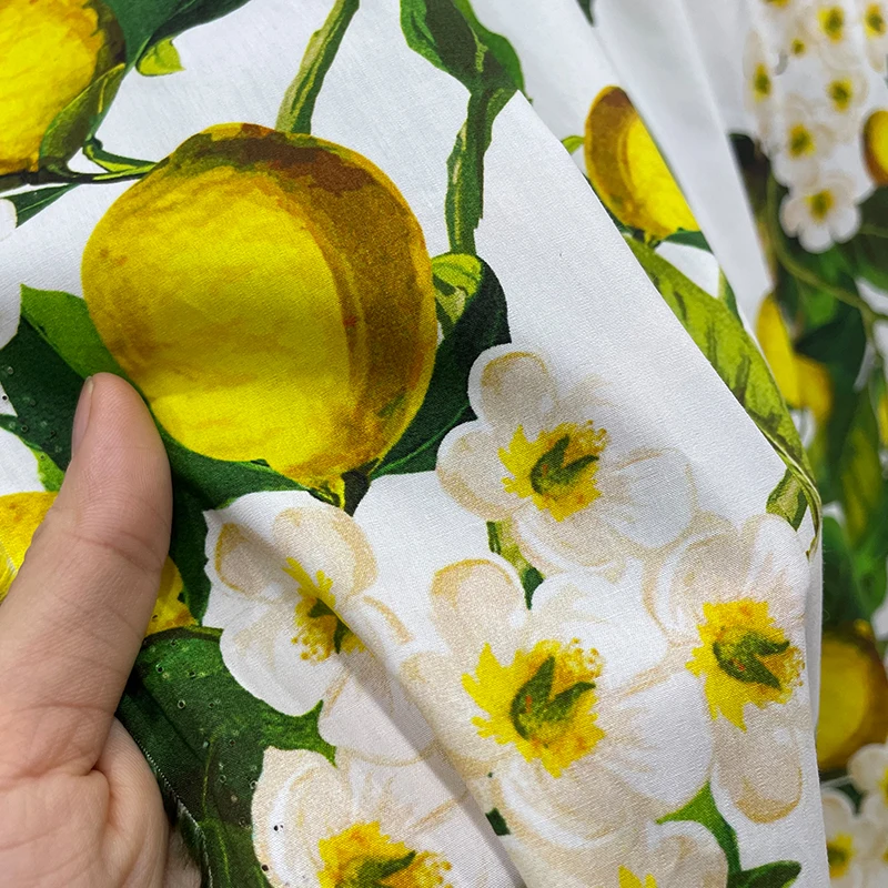 Natural Pure Poplin Cotton Fabric European Brand Fashion Design Polyester Satin Printed Cloth for Dress Per Meter Diy Sewing