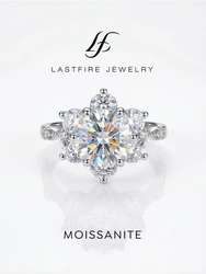 Real 100% 5CT Big Moissanite Diamond Classical Sunflower Ring for Women Gift 925 Sterling Silver Wedding Luxury Fine Jewelry