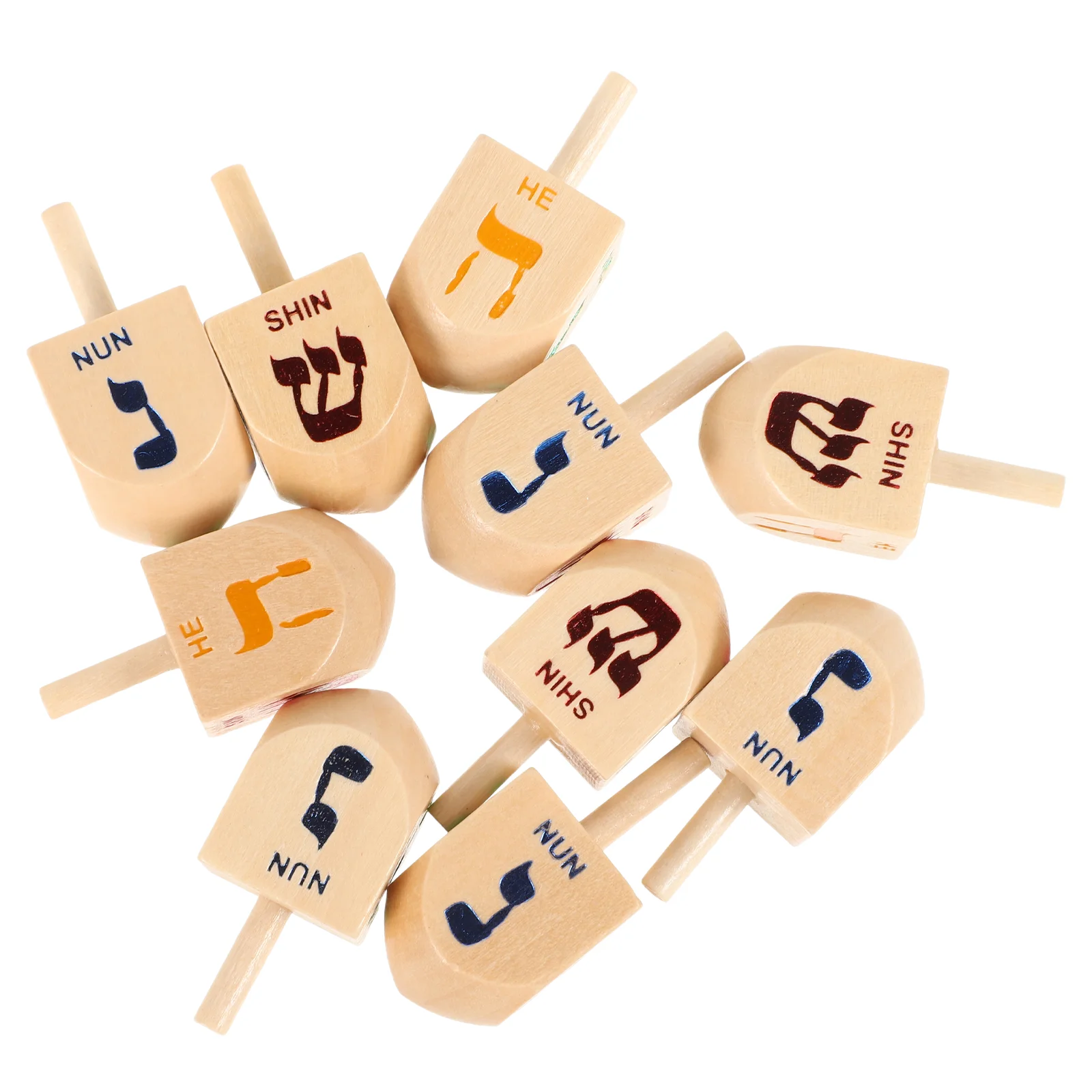 

10 Pcs Spinning Top Toy Hanukkah Wooden Crafts Decoration Dreidels for Deocrations